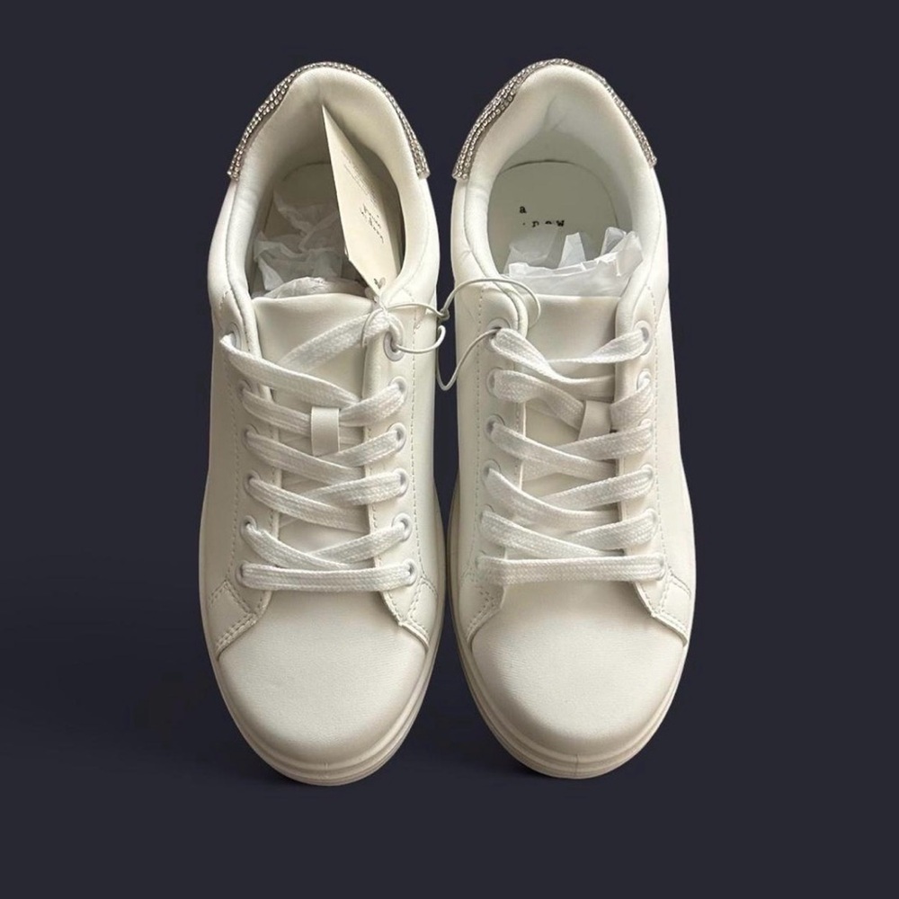 Target Women's White Sneakers with Silver Details